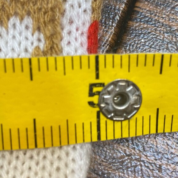 Vtg Knit Christmas Stocking Teddy Bear & ABC Blocks Design 17"x5" Holiday - Picture 6 of 6